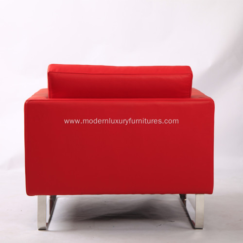 Red Genuine Leather Sofa Chair